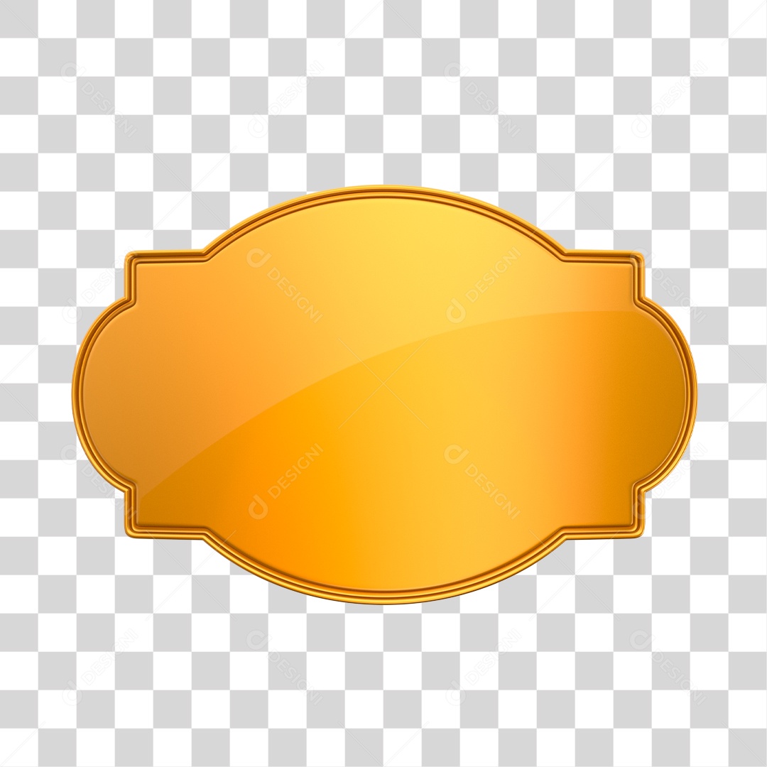 Painel 3D Dourado Elemento para Composição PNG Transparente