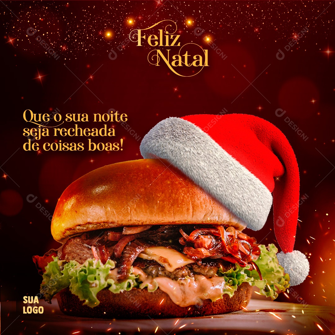 Post Hambúrguer Natal Social Media PSD Editável