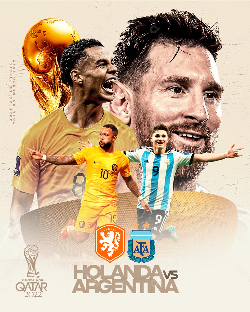 Flyer Copa do Mundo Holanda vs Argentina Social Media PSD Editável