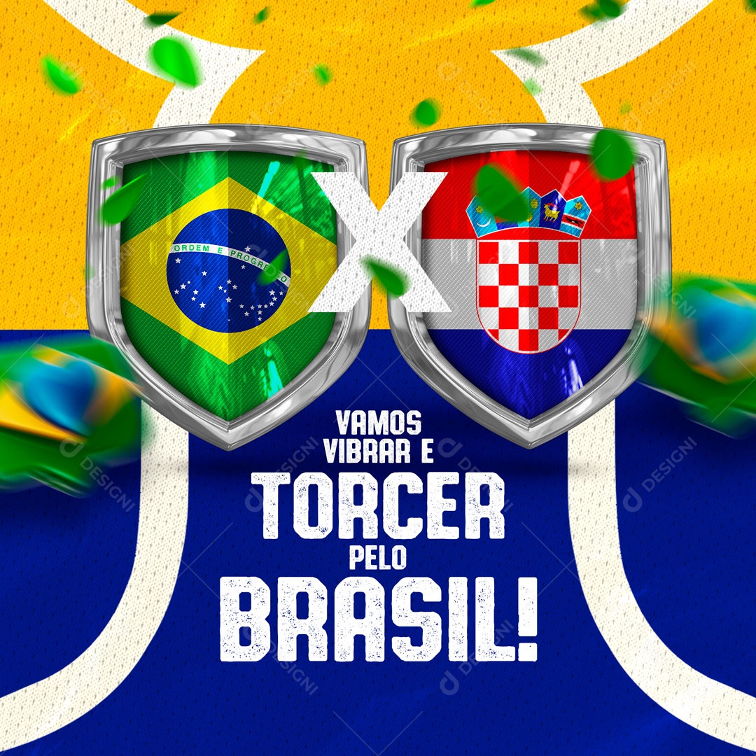 Brasil x Croácia Rumo ao Hexa Quartas de Final Copa do Mundo Social Media PSD Editável