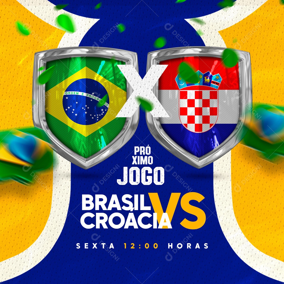 Brasil x Croácia Rumo ao Hexa Quartas de Final Copa do Mundo Social Media PSD Editável