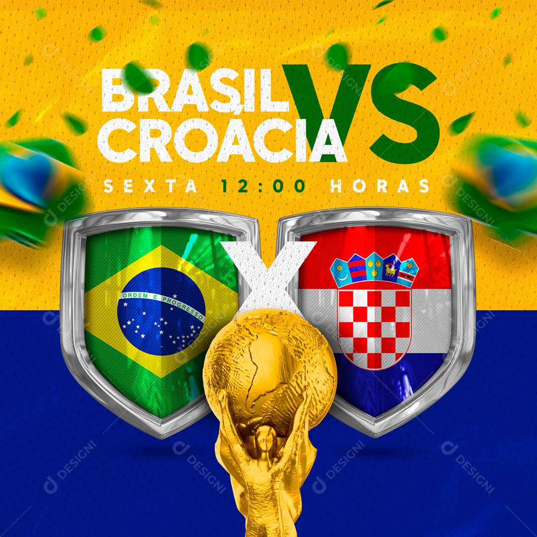 Brasil Rumo Ao Hexa Brasil x Croácia Copa do Mundo Social Media PSD Editável