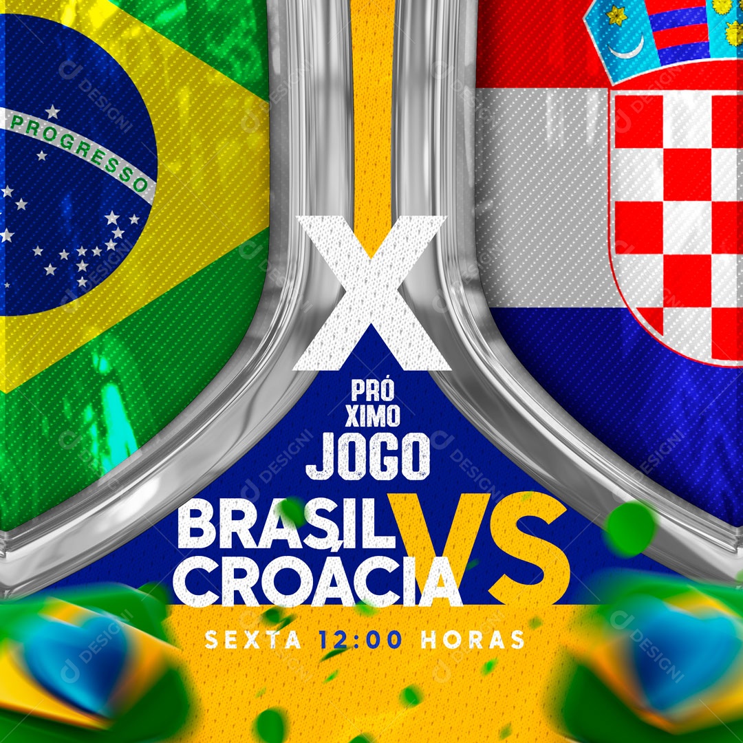 Brasil Rumo Ao Hexa Brasil x Croácia Copa do Mundo Social Media PSD Editável