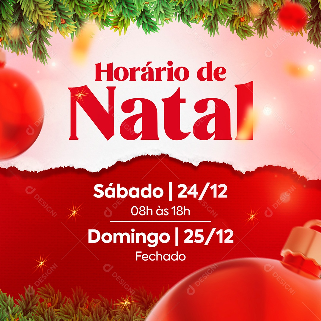 Post Horário de Funcionamento de Natal PSD Editável