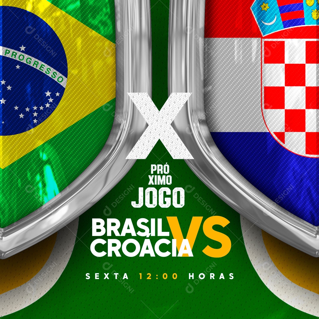 Próximo Jogo Brasil VS Croácia Copa do Mundo Social Media PSD Editável
