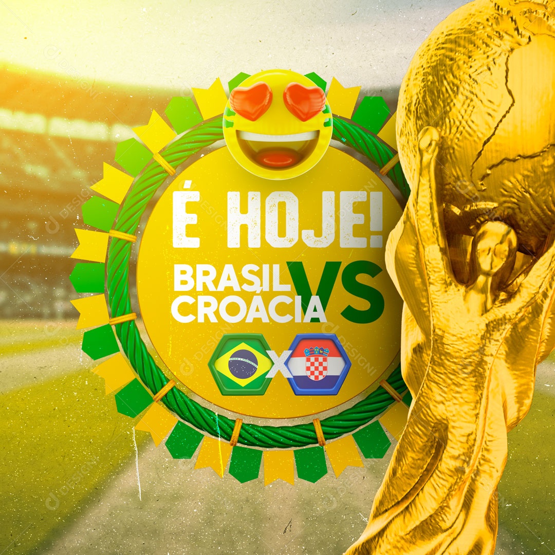 É Hoje Brasil Vs Croácia Copa do Mundo Social Media PSD Editável