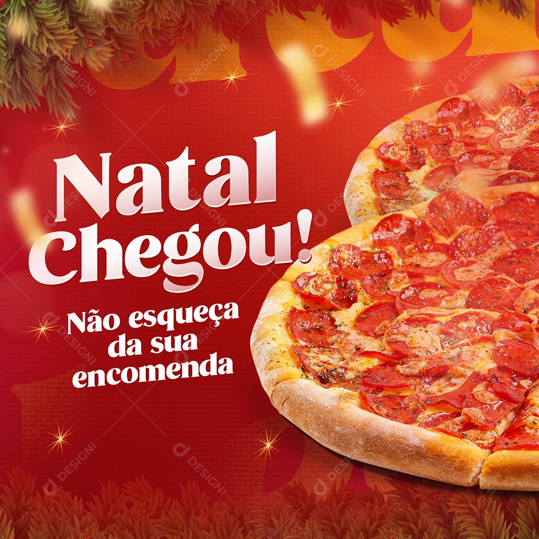 Post Pizzaria Natal Chegou Social Media PSD Editável