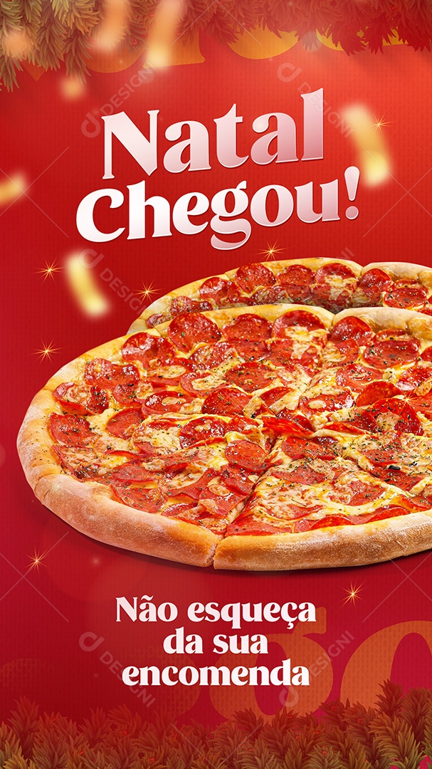 Post Pizzaria Natal Chegou Stories Social Media PSD Editável