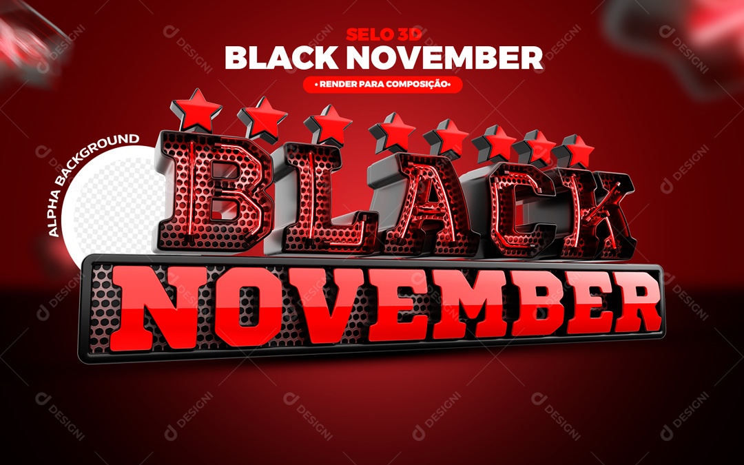 Banner Selo 3D Para Composição Black November PSD