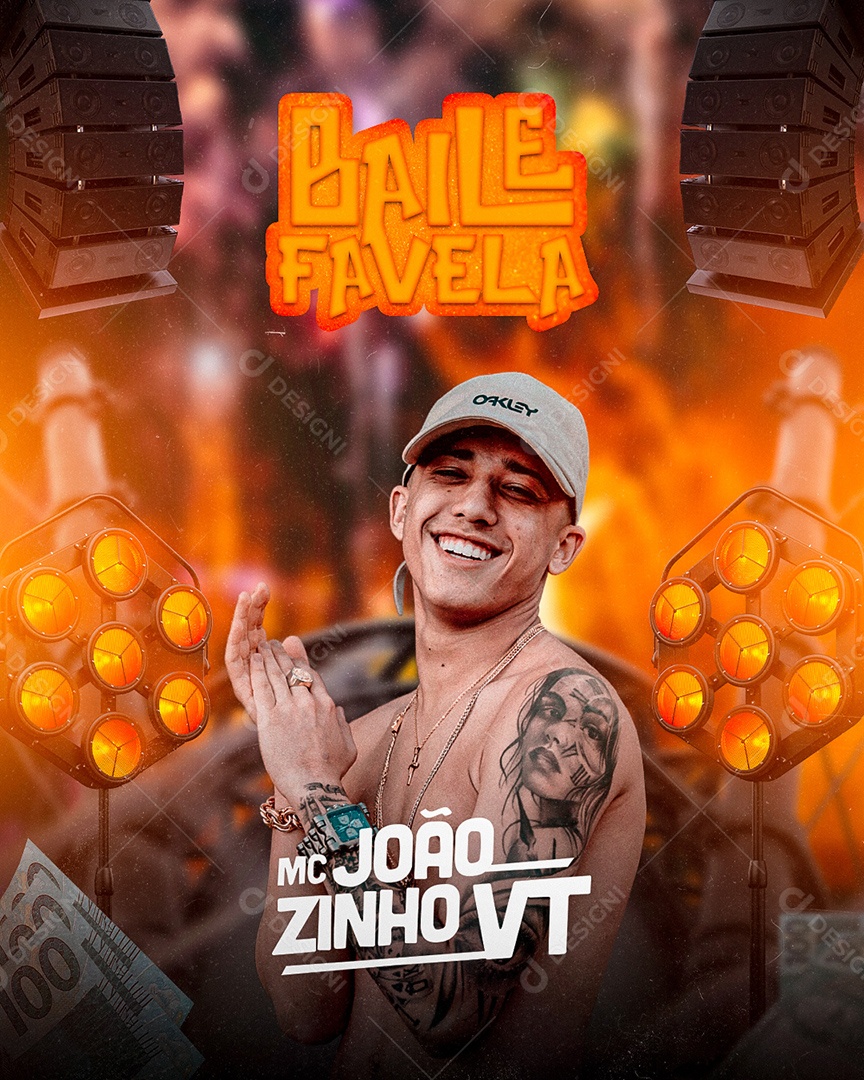 Flyer Show Baile Favela MC Joãozinho VT Social Media PSD Editável