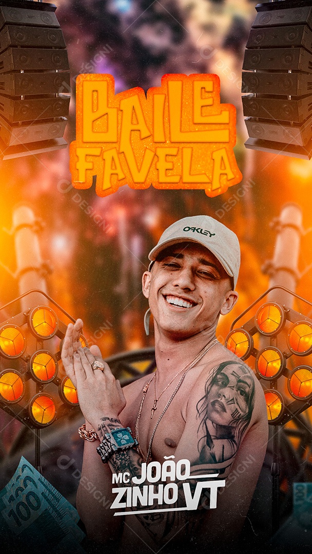 Flyer Show Baile Favela MC Joãozinho VT Story Social Media PSD Editável