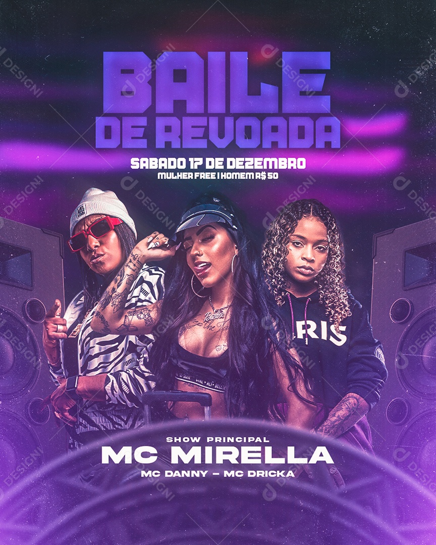 Flyer Baile de Revoada Mc Mirella e MC Dricka Social Media PSD Editável