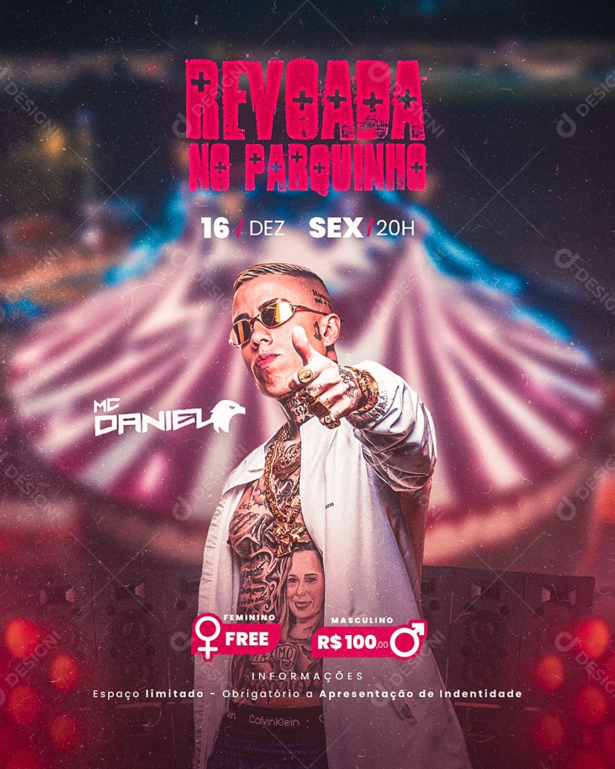 Flyer Show Revoada no Parquinho MC Daniel Social Media PSD Editável
