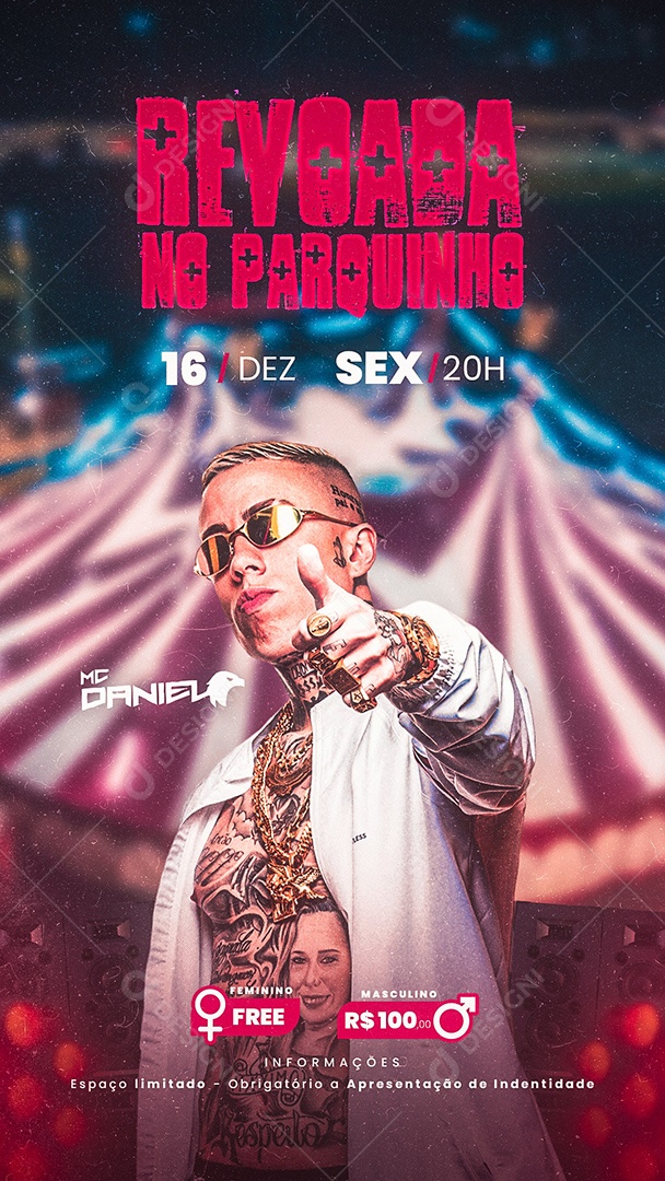 Flyer Show Revoada no Parquinho MC Daniel Story Social Media PSD Editável
