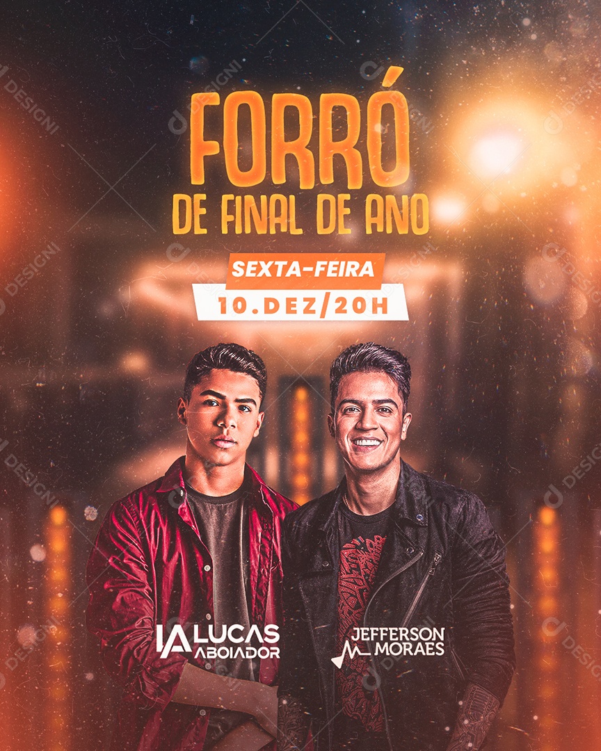 Flyer Show Forró Final de Ano Lucas Aboiador e Jefferson Moraes