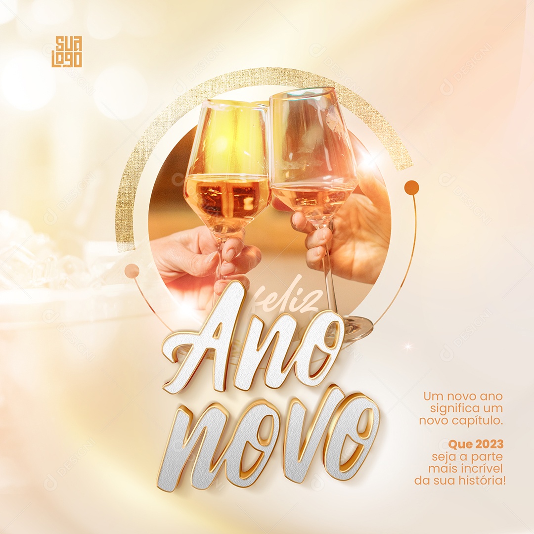 Feliz Ano Novo um Novo Ano Significa um Novo Capítulo Que 2023 Seja a Parte Mais Incrível da Sua História Social Media PSD Editável