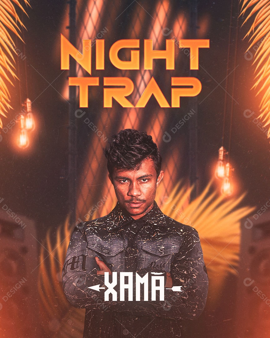 Flyer Show Night Trap Xamã Social Media PSD Editável