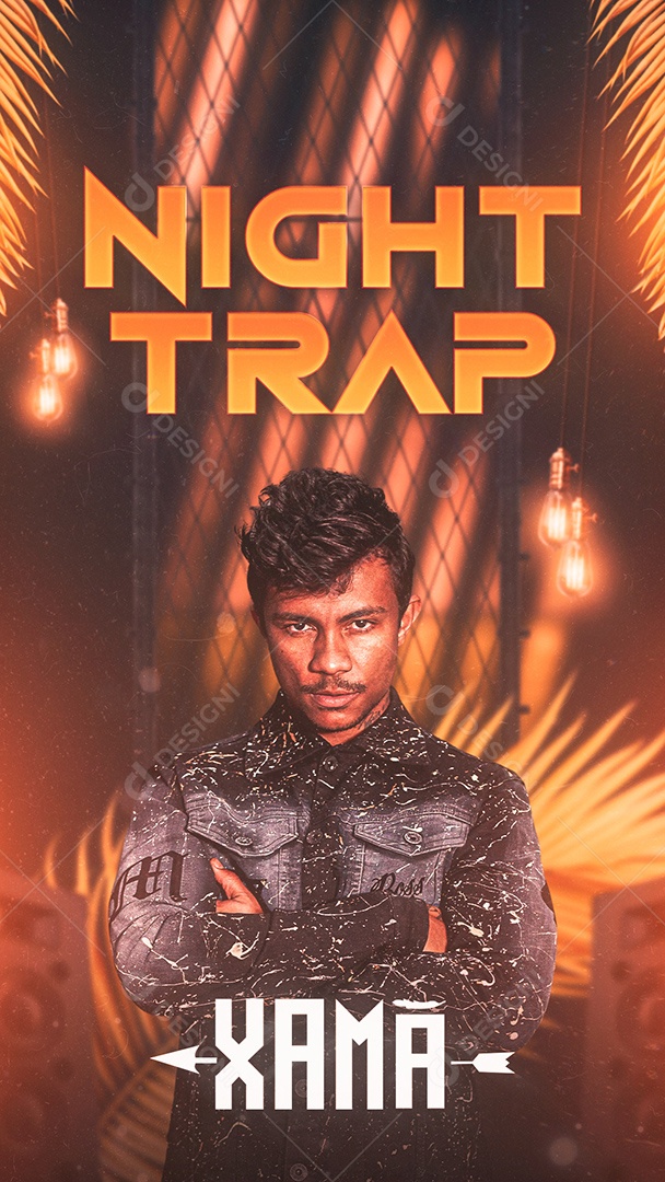 Flyer Show Night Trap Xamã Story Social Media PSD Editável