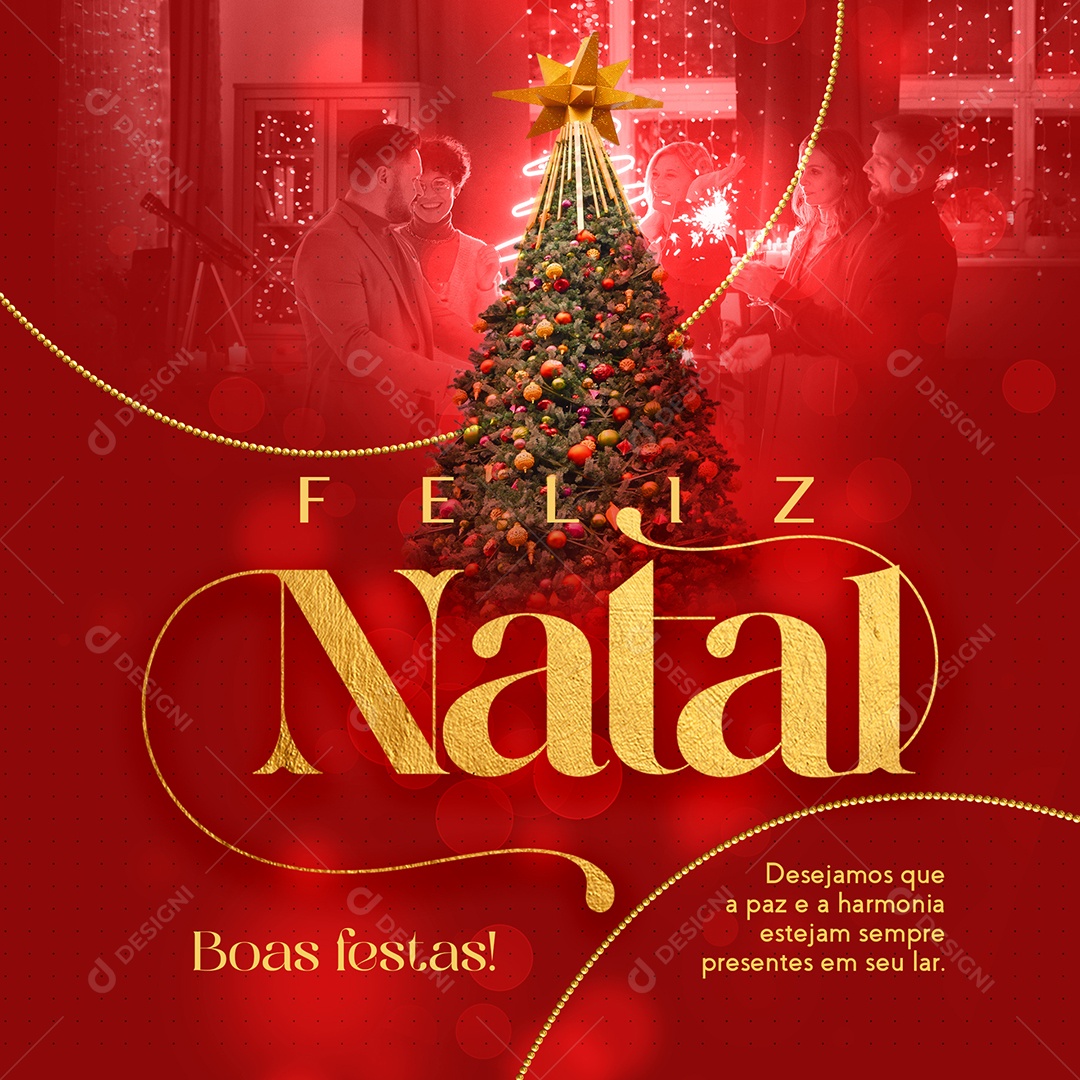 Feliz Natal Desejamos Que a Paz e a Harmonia Estejam Sempre Presentes Em Seu Lar Social Media PSD Editável