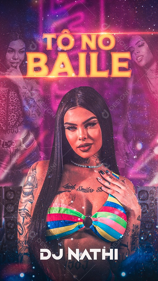 Flyer Tô no Baile DJ Nathi Story Social Media PSD Editável