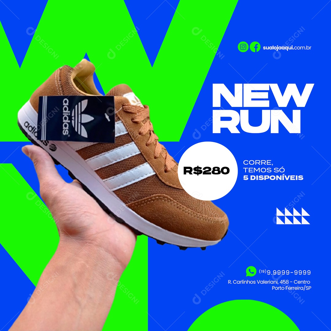 New Run 280,00 Loja de Tênis Social Media PSD Editável