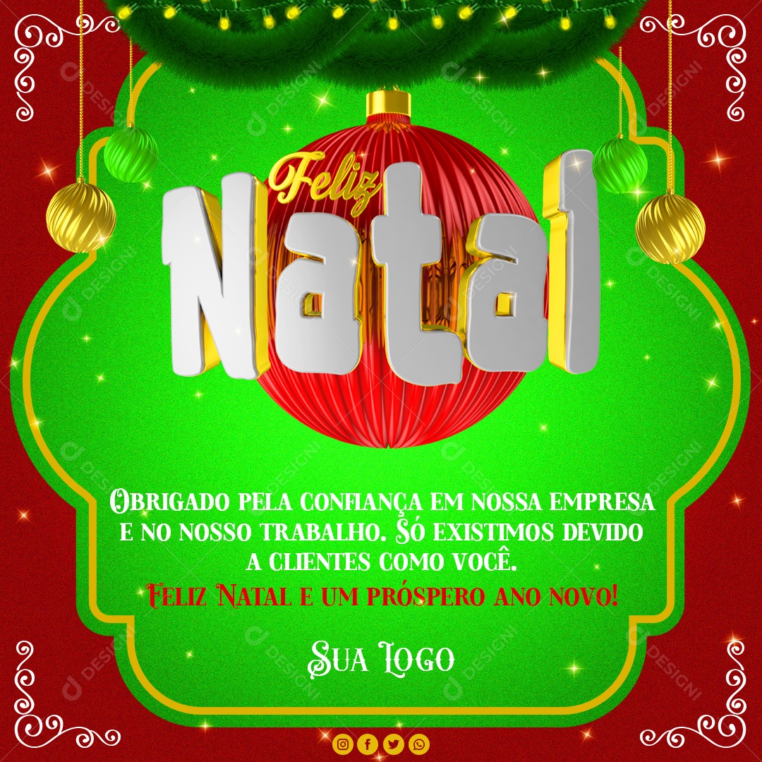 Post Feliz Natal PSD Social Media PSD Editável