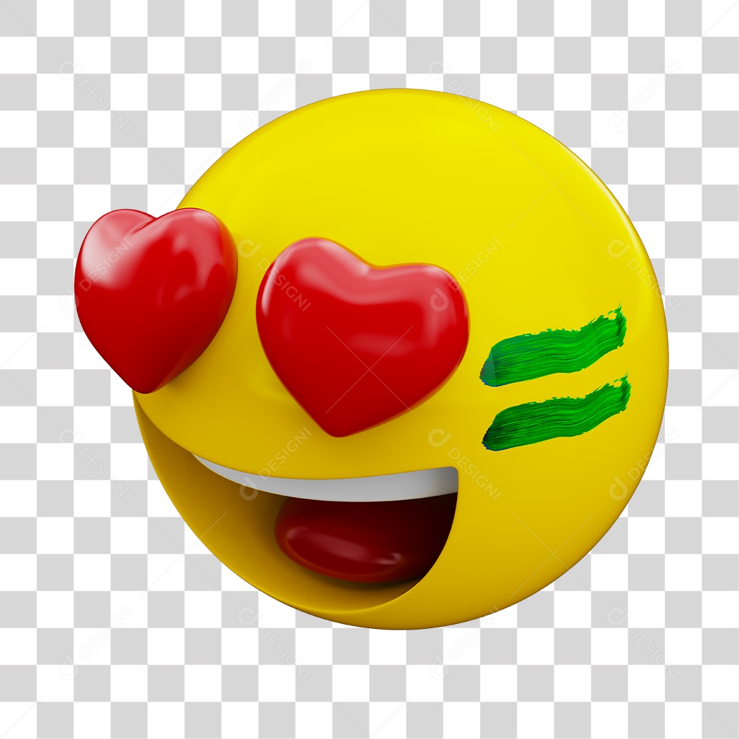 Emoji Apaixonado Elemento 3D PNG Transparente