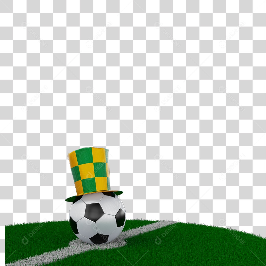 Cartola Amarela Encima de Bola de Futebol  Elemento 3D  PNG Transparente