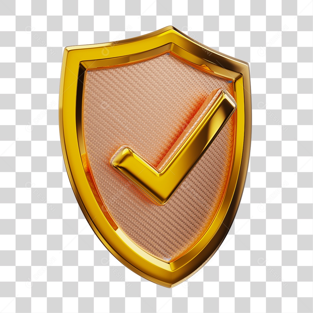 Escudo de Proteção Dourado Elemento para Composição PNG Transparente