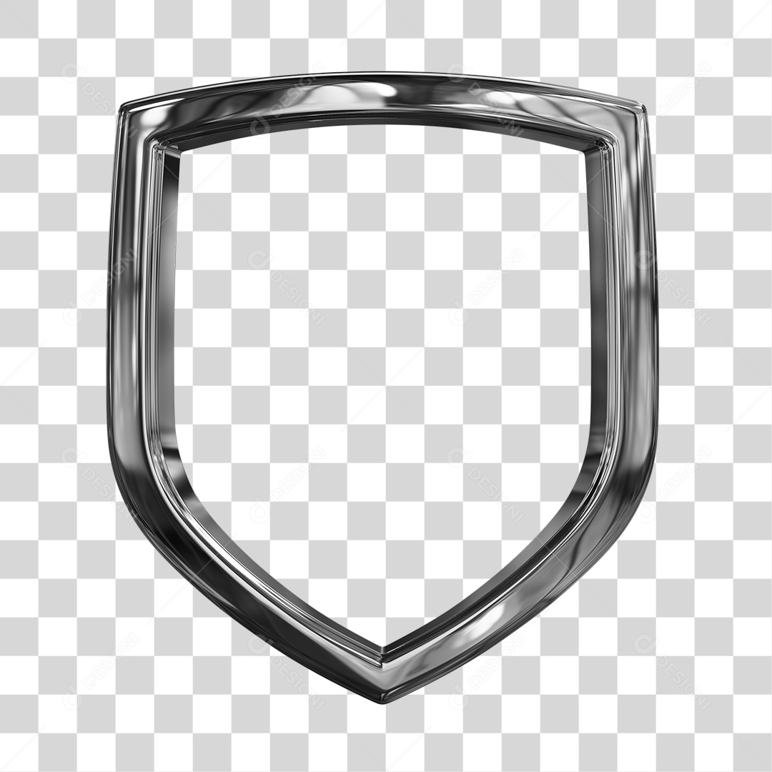 Escudo Preto para Times Elemento 3D para Composição PNG Transparente