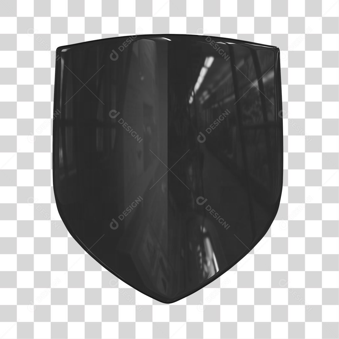 Escudo Preto para Times Elemento 3D para Composição PNG Transparente