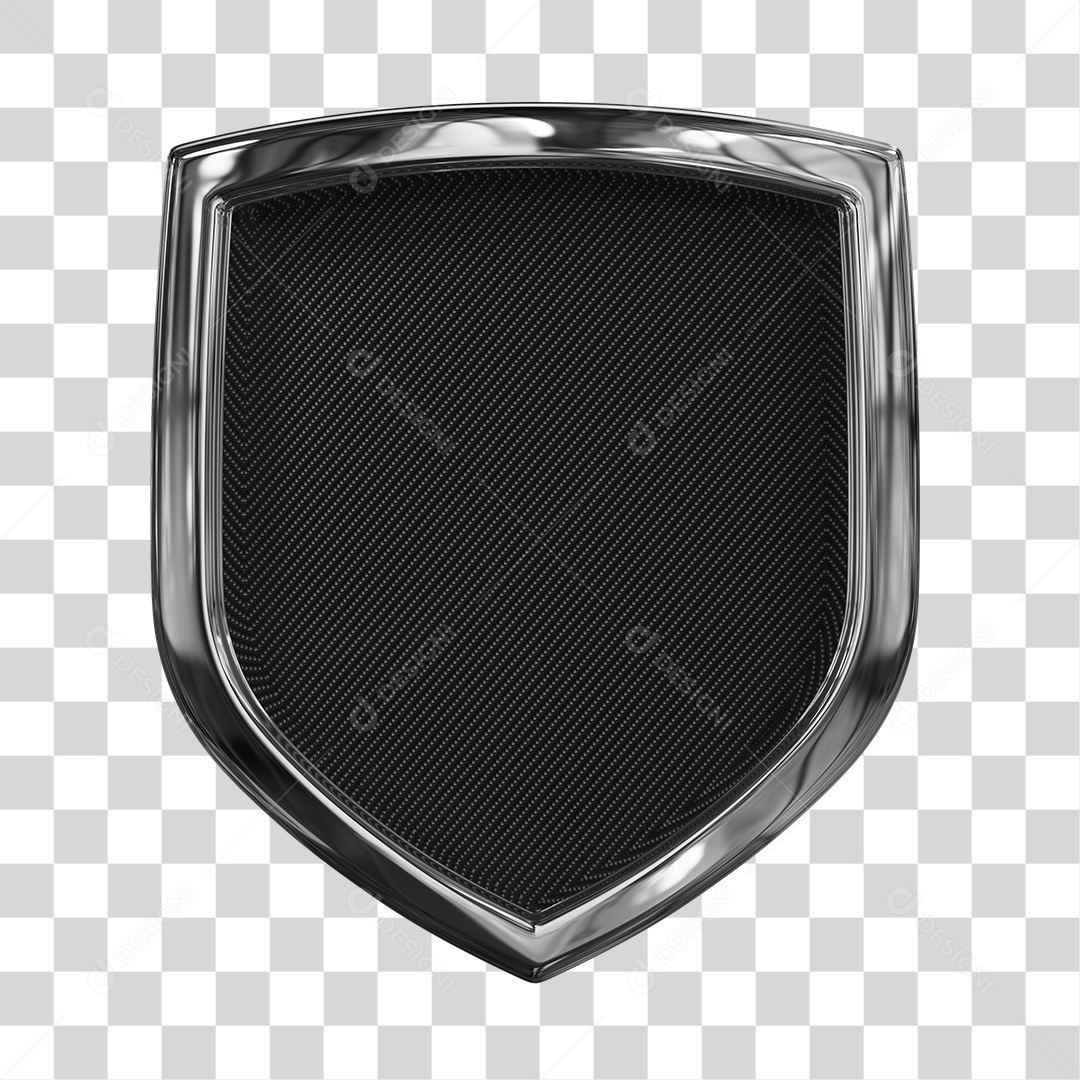 Escudo Preto para Times Elemento 3D para Composição PNG Transparente