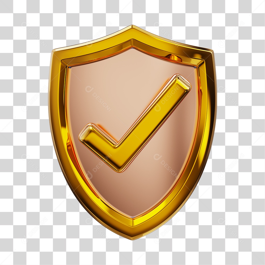 Escudo de Proteção Dourado Elemento para Composição PNG Transparente