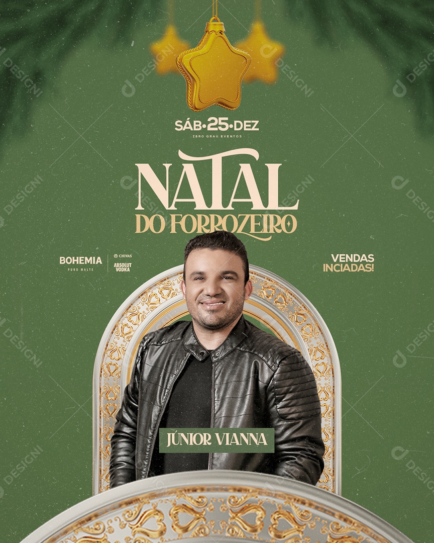 Flyer Show Natal do Forrozeiro Junior Vianna Social Media PSD Editável