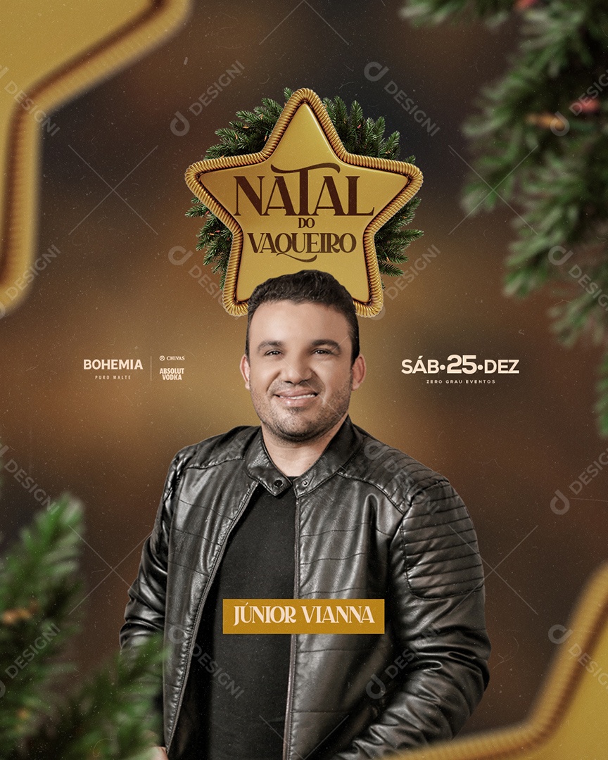 Flyer Show Natal do Vaqueiro Junior Vianna Social Media PSD Editável