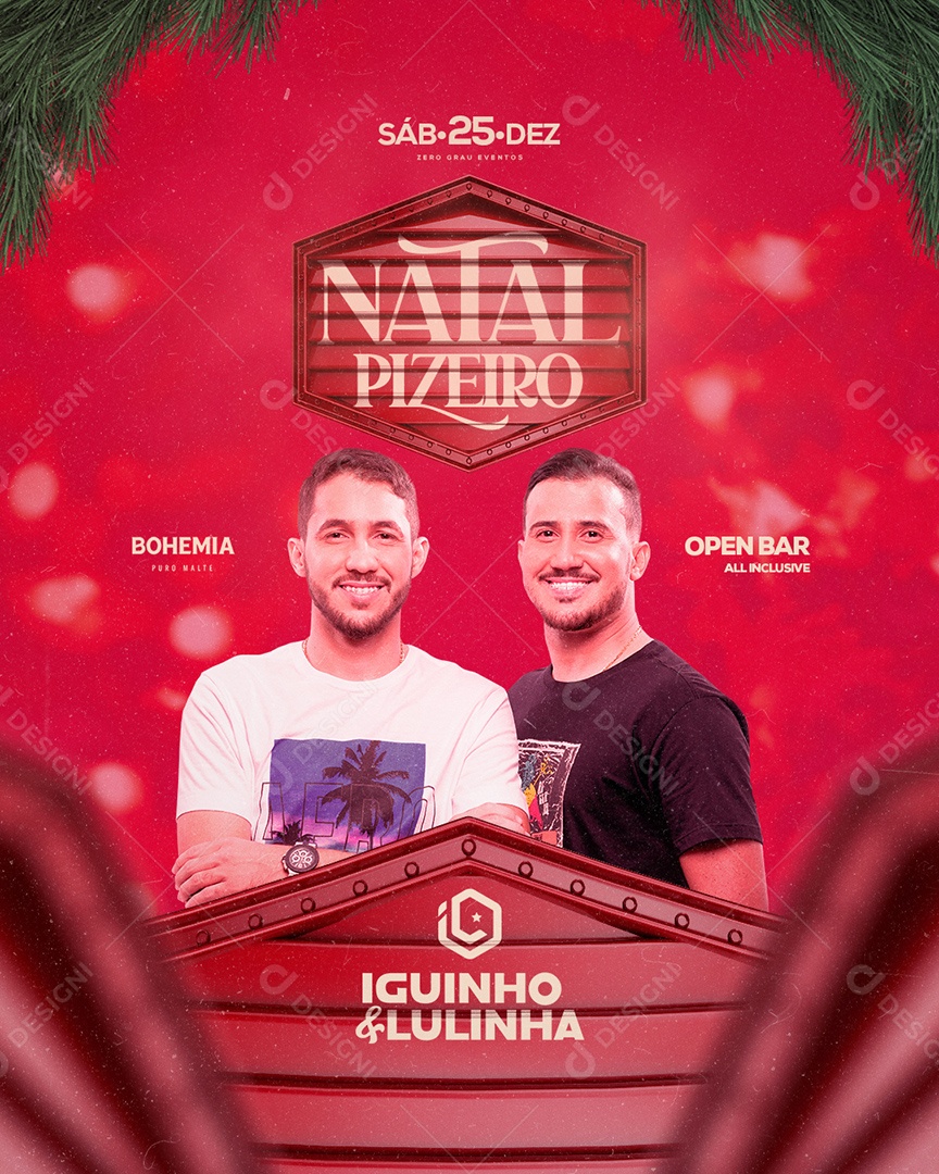 Christmas Flyer Pizeiro Iguinho and Lulinha Social Media Editable PSD