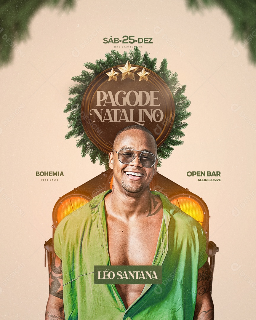 Flyer Pagode Natalino Léo Santana Social Media PSD Editável