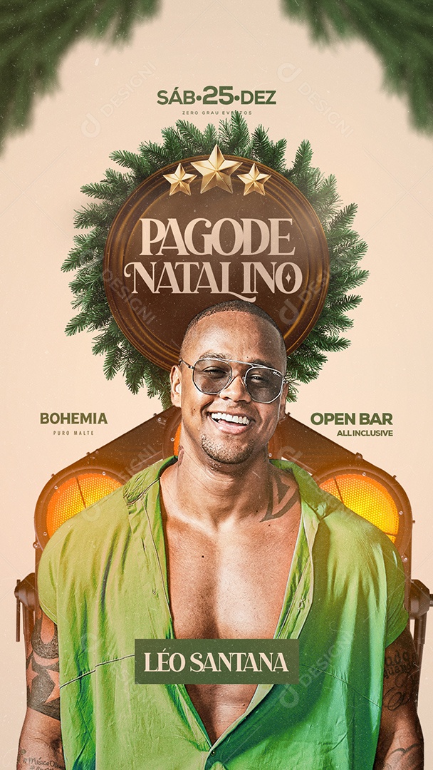 Flyer Pagode Natalino Léo Santana Story Social Media PSD Editável