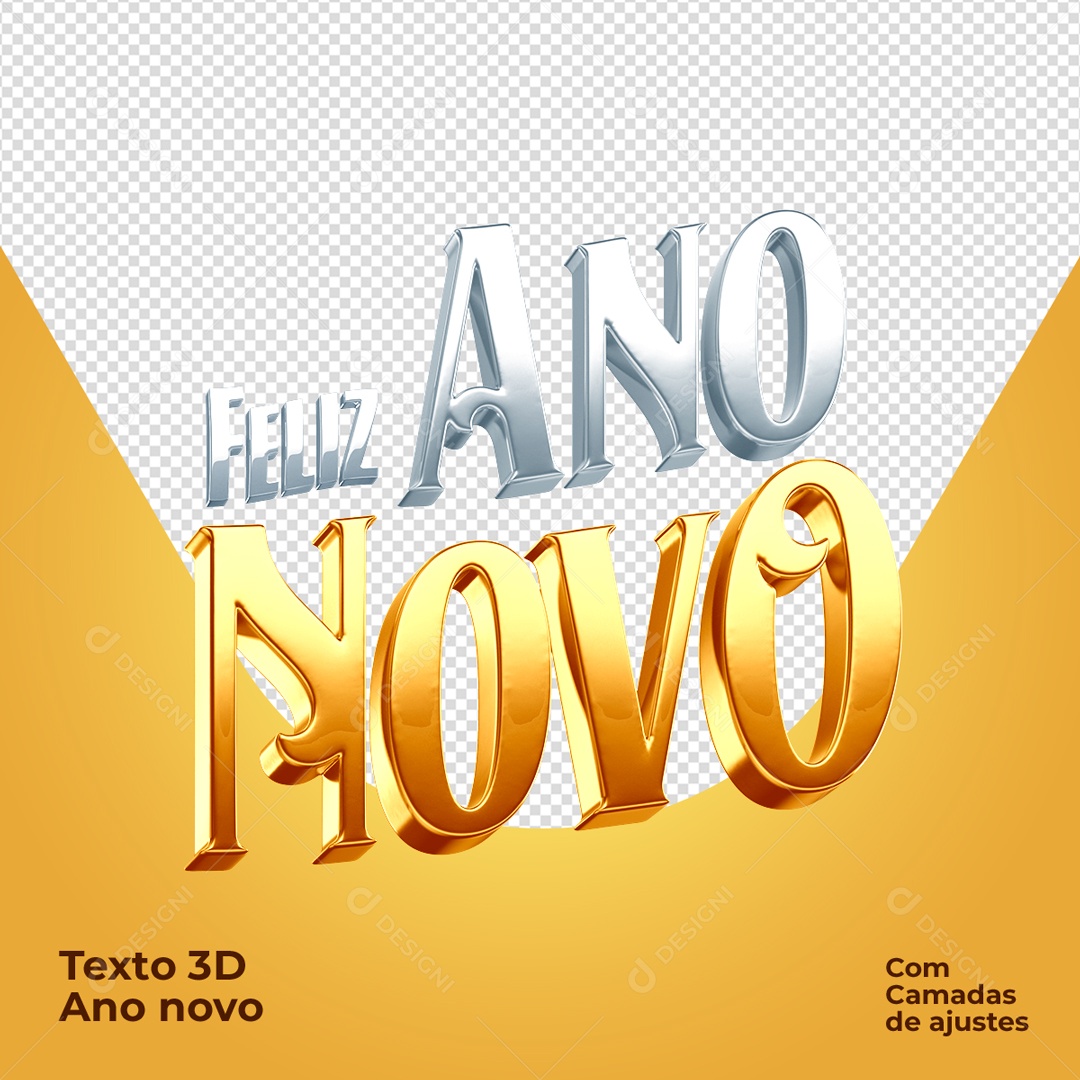 Texto 3D Para Composição Feliz Ano Novo PSD