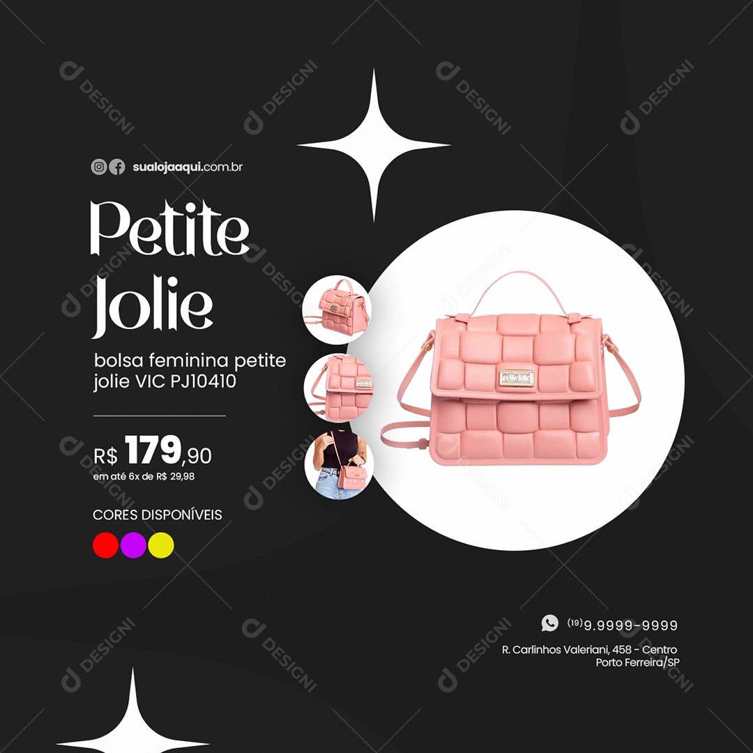 Bolsa Feminina Petite Jolie Vic 179,90 Loja de Bolsa Social Media PSD Editável