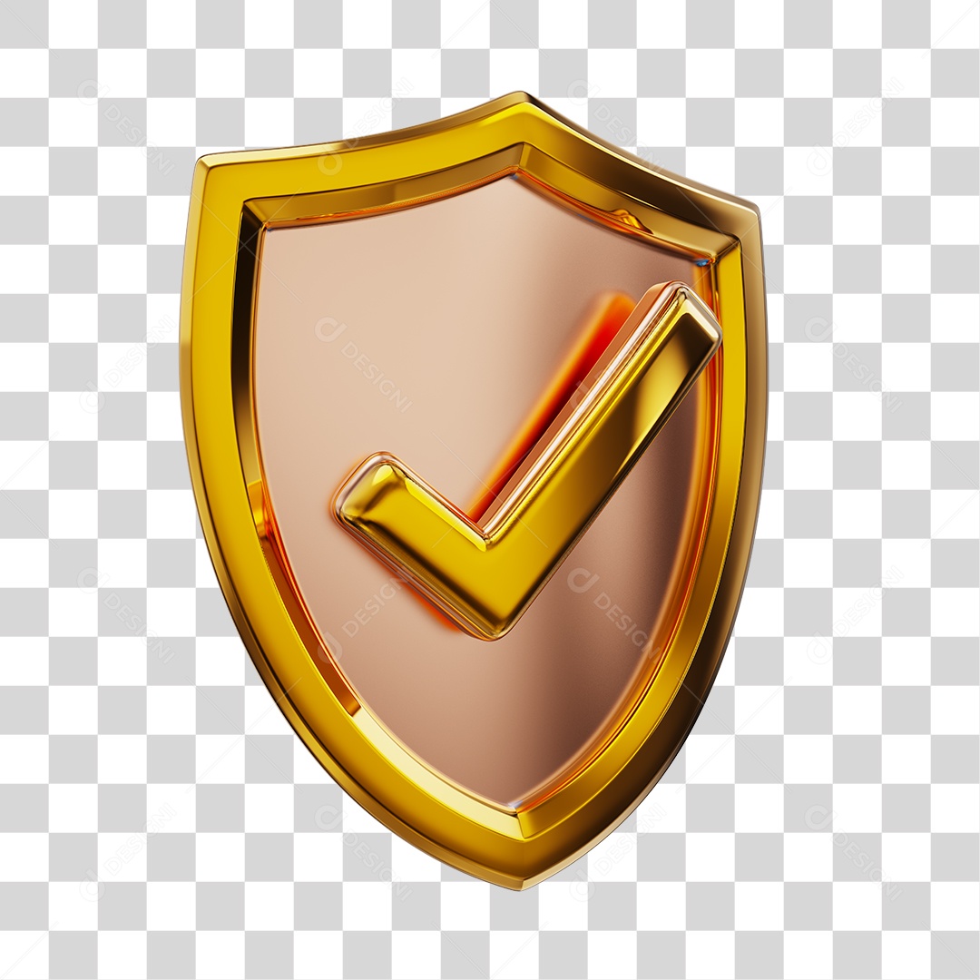 Escudo de Proteção Dourado Elemento para Composição PNG Transparente