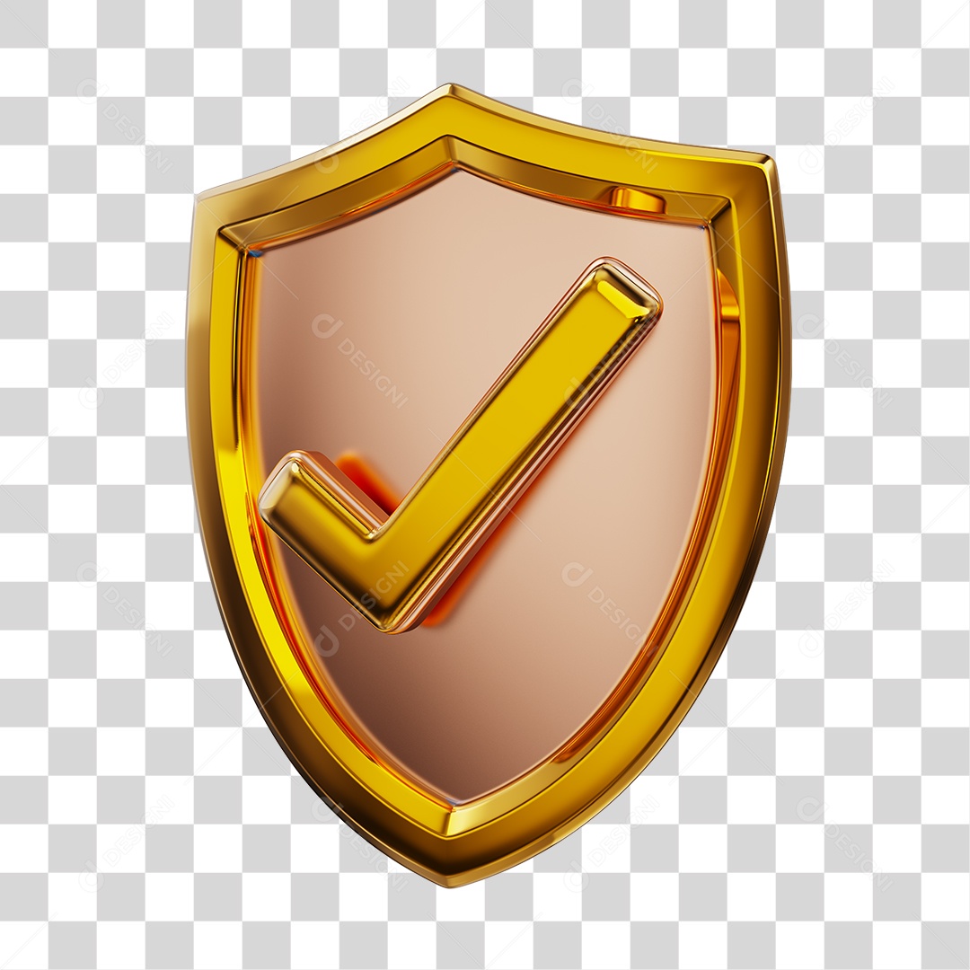 Escudo de Proteção Dourado Elemento para Composição PNG Transparente