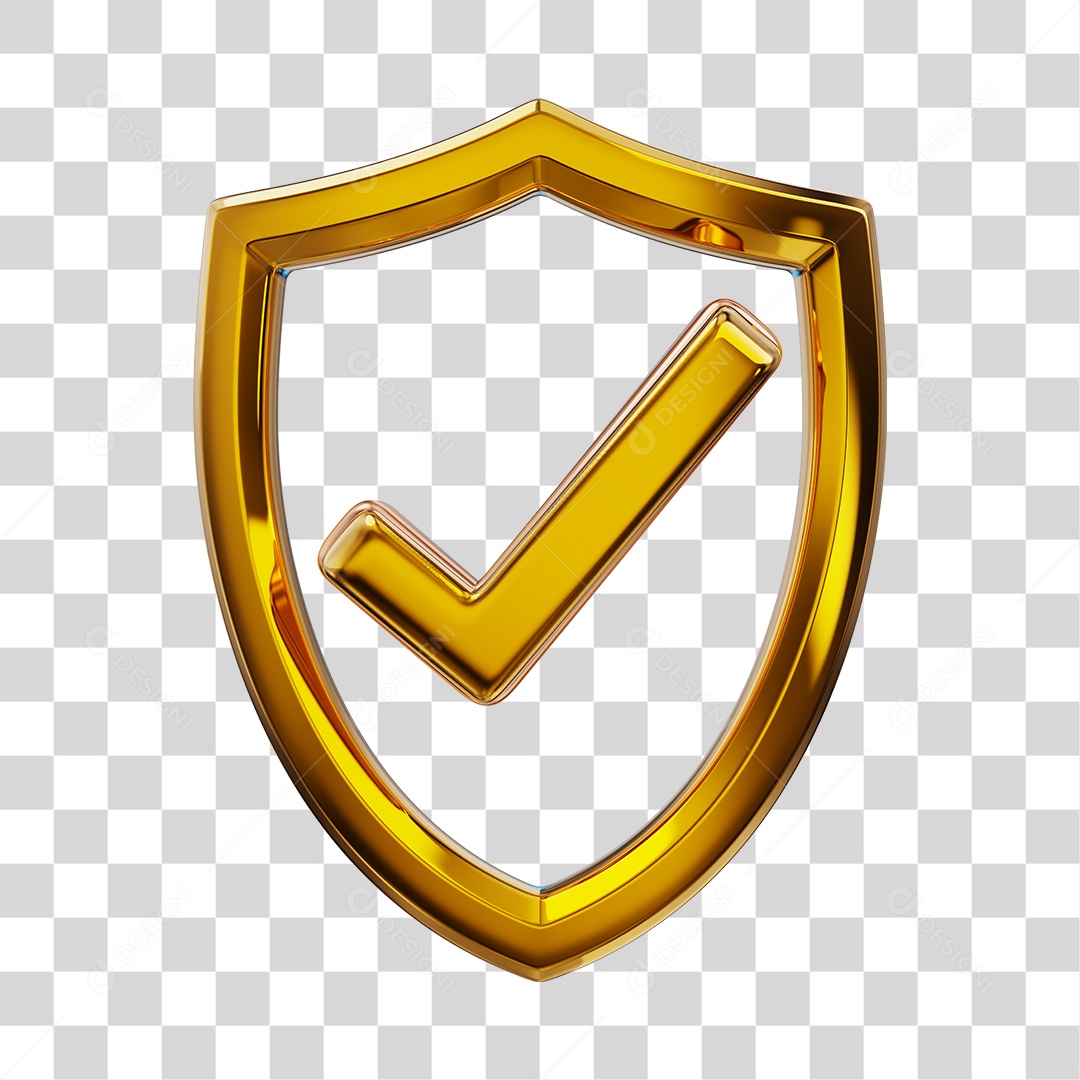 Escudo de Proteção Dourado Elemento para Composição PNG Transparente