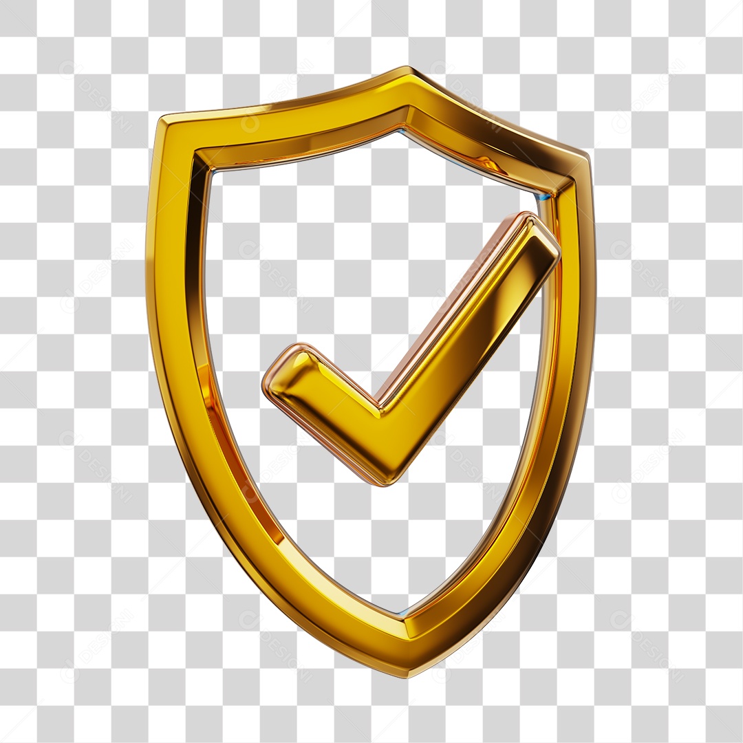 Escudo de Proteção Dourado Elemento para Composição PNG Transparente