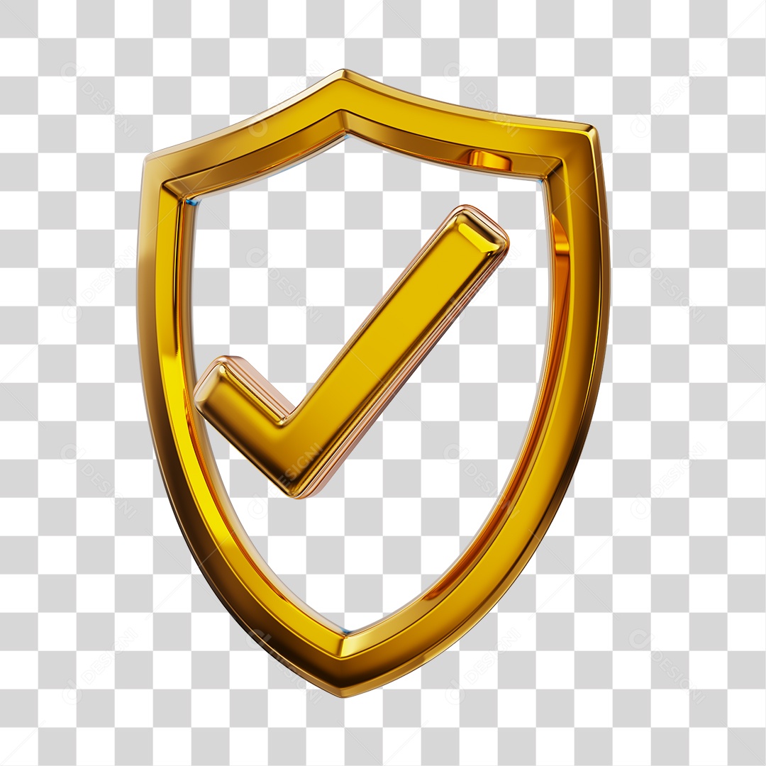 Escudo de Proteção Dourado Elemento para Composição PNG Transparente