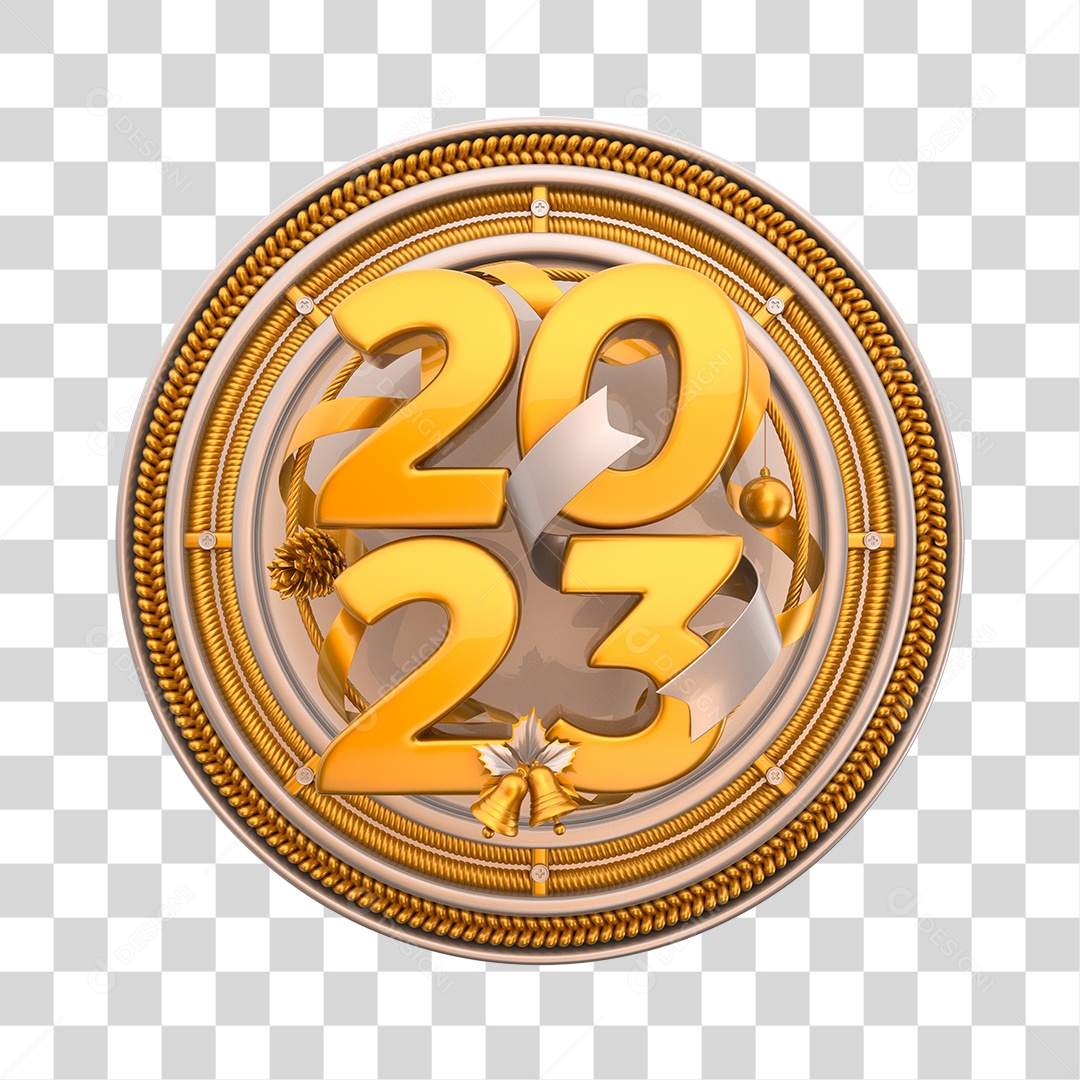 Painel 2023 de Ano Novo Elemento 3D PNG Transparente