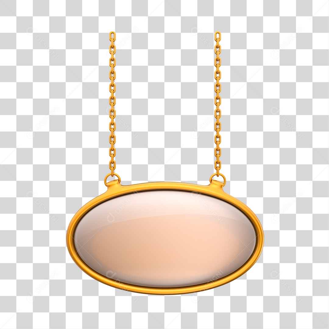 Painel Prata com Borda Dourada Elemento 3D para Composição PNG Transparente