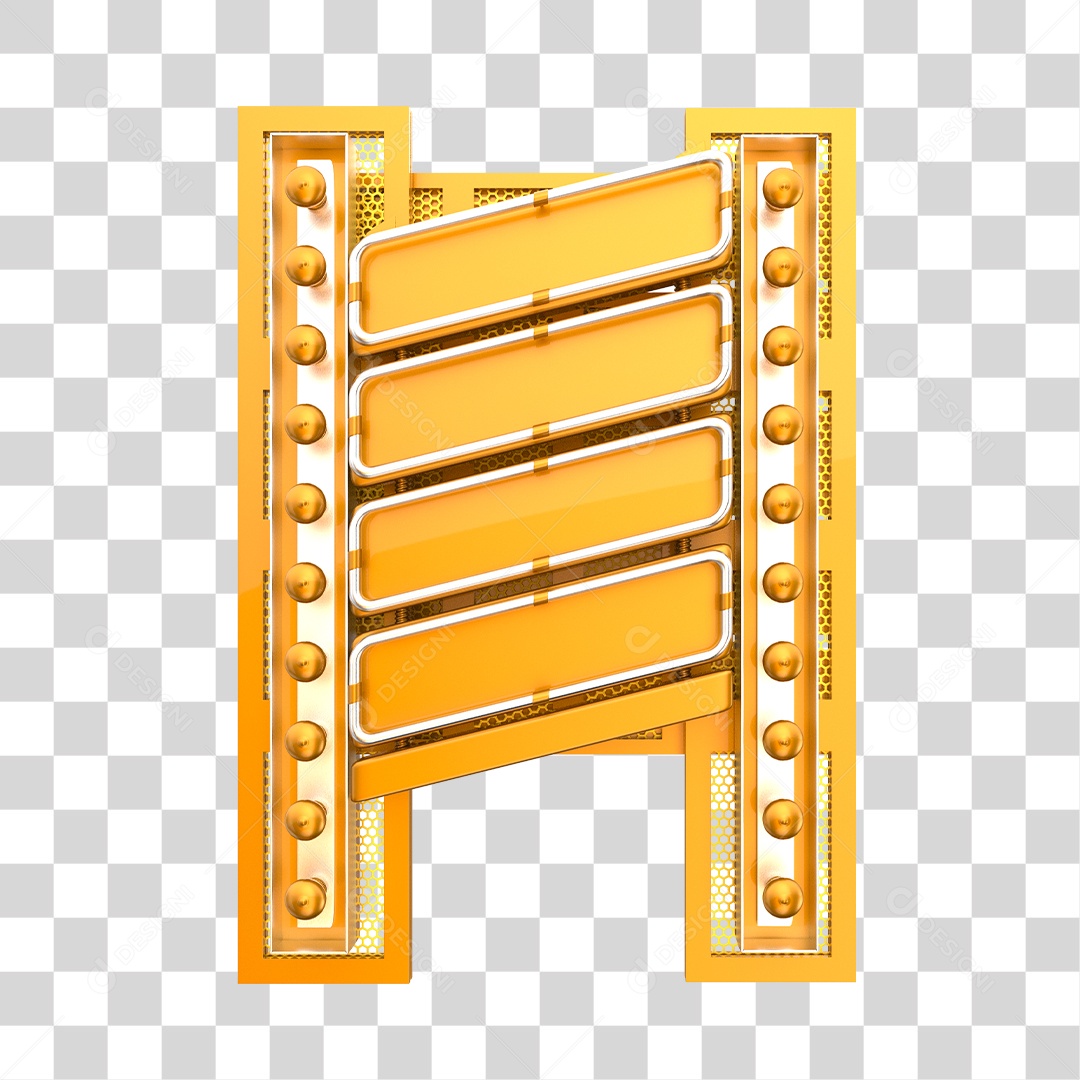 Painel Dourado Elemento 3D PNG Transparente
