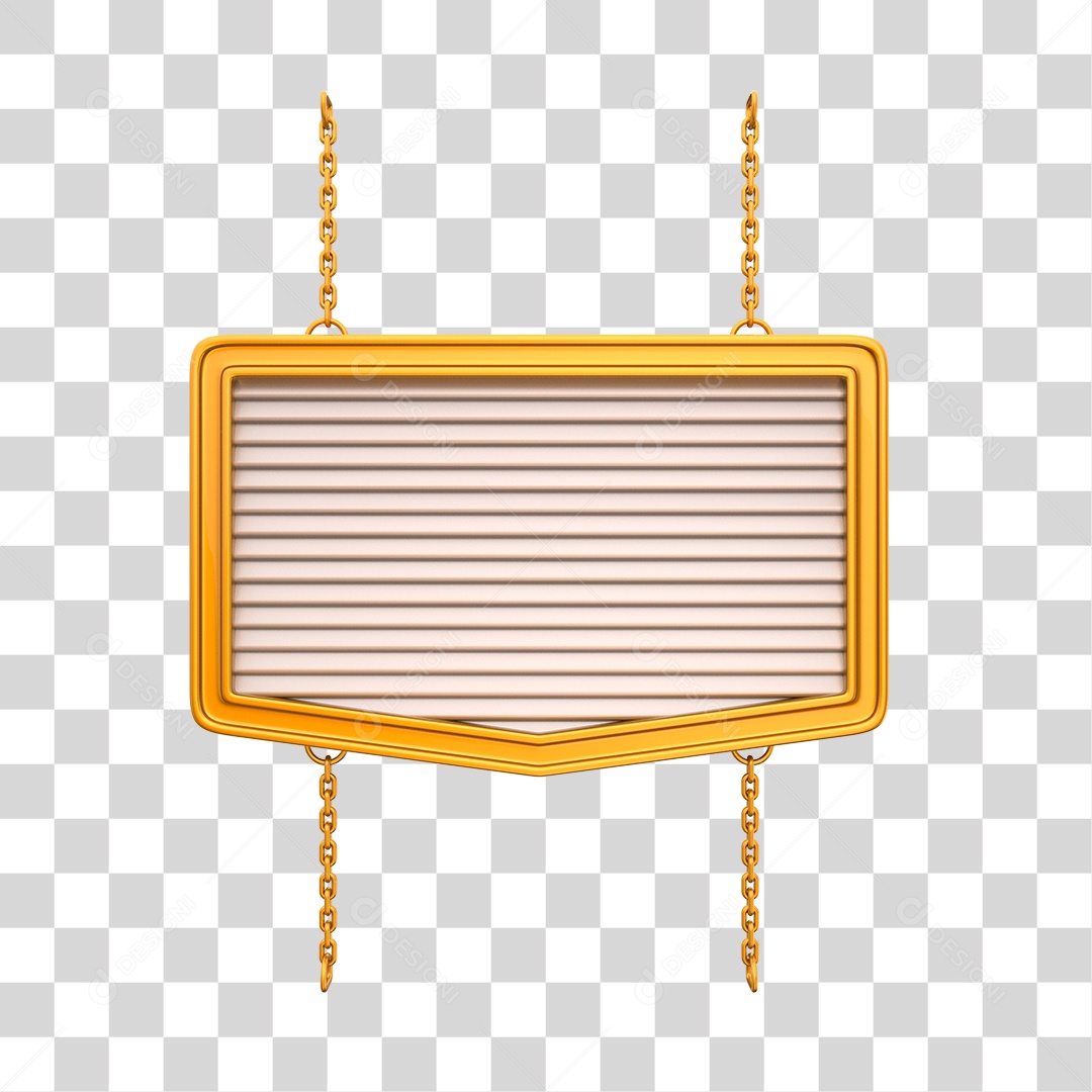 Painel Prata e Dourado Elemento 3D para Composição PNG Transparente