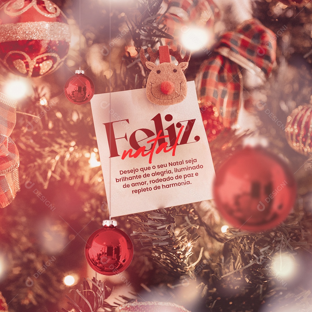 Seja Brilhante de Alegria Feliz Natal Social Media PSD Editável